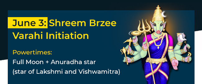 boar-head Goddess Varahi, Shreem Brzee, a form of Lakshmi
