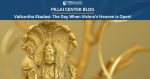 Text says: Pillai Center Blog, Vaikuntha Ekadasi: The Day when Vishnu's Heaven is Open. Golden background alongwith vishnu's golden statue