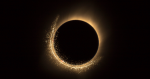 Golden new moon on a black background