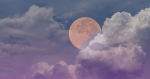 full moon image on purple background with clouds