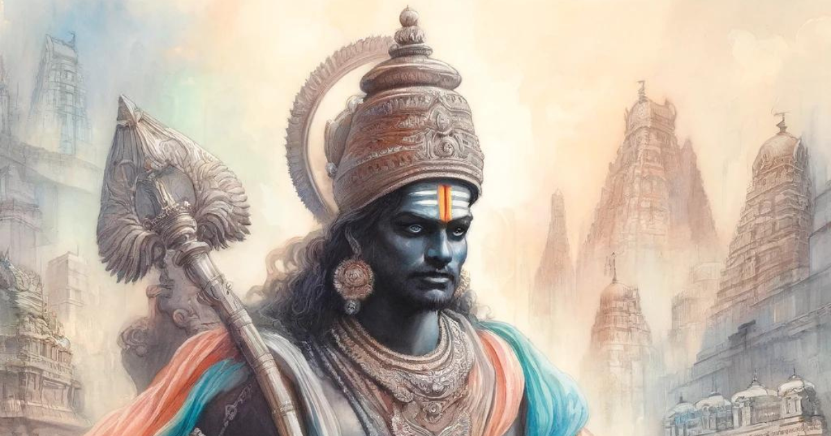 Exploring Karuppasamy: divine being image in watercolor