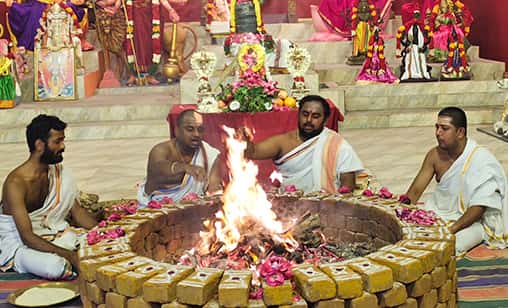6-Priest Kena Mahamaya Moola Mantra Fire Lab with Haridra Mahalakshmi Pooja and Ashtothara Sahasra Laddu (1008 Laddu) Sacred Offering 