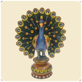 Energized Wooden Peacock Statue