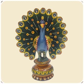 Wooden Peacock Statue