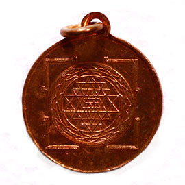 Gajalakshmi with Sri Chakra Copper Pendant