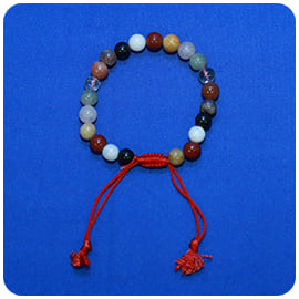 3 Face Big Rudraksha with Coral and Crystal Bracelet