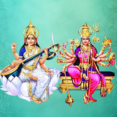 Day 7- 9: Invocation of 3 Forms of Knowledge Goddess Saraswati & Benevolent Goddess Kanaka Durga