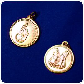 Guru Feet and Chin Mudra (Copper) Pendant
