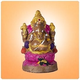 9-Inch Neem Ganesha Statue