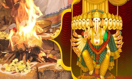 4-Priest Installation of 15-ft Ikshumaya Sampatprada Dhanadhipa Ganesha using 1008 Kilograms of Sugarcane, followed by Sowbhagya-Vardhana Riddhi-Siddhi-Vinayaka Fire Lab