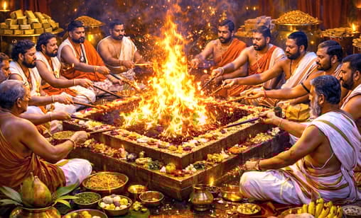 16-Priest Grand Sarva Deva Kruta Dhanakarshini Nava Dhanya Mahalakshmi Fire Lab For Sustained Prosperity, Material Comforts, and Abundance at Shreem Brzee Powerspot